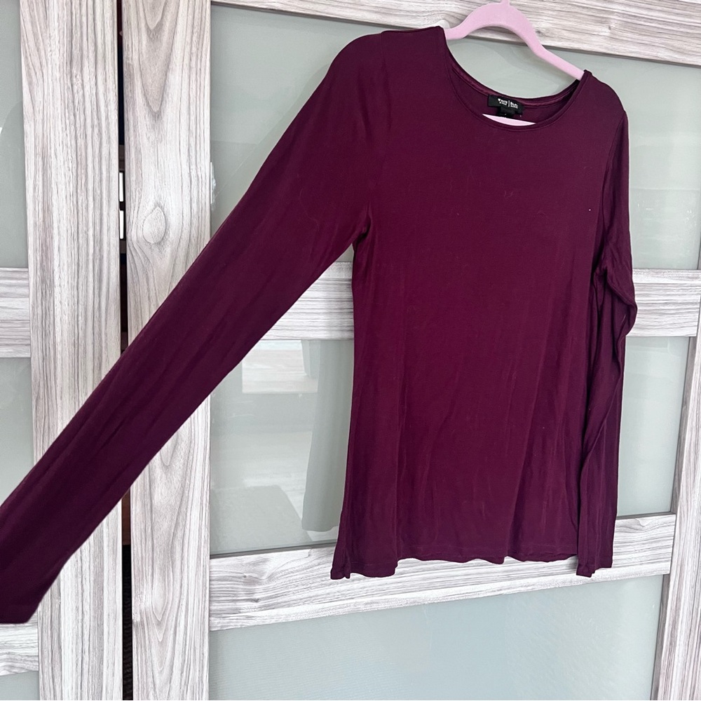 White House Black Market Rich burgundy Long Sleeve Top